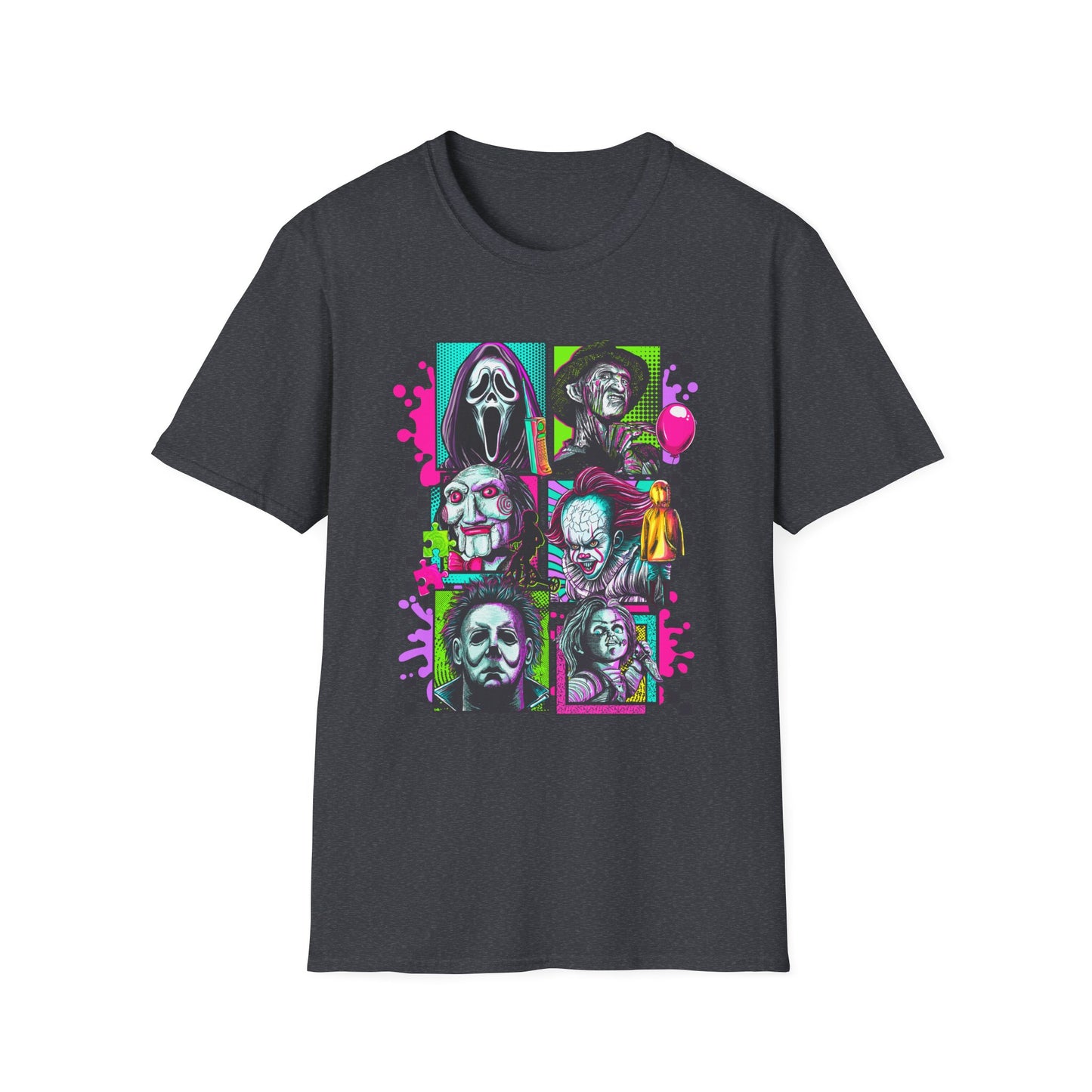 Horror Squad, Vibrant Horror Portraits T-Shirt, Graphic Tee, Unisex Casual Shirt, Halloween Apparel, Horror Movie Fan Gift, Streetwear Style
