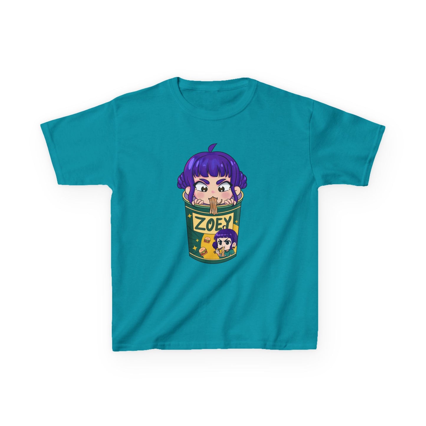 Zoey Ramen KPopCharacter | Fun Cotton T-Shirt, Gift for Children, Cartoon Tee, Birthday Present, Playful Kids Apparel