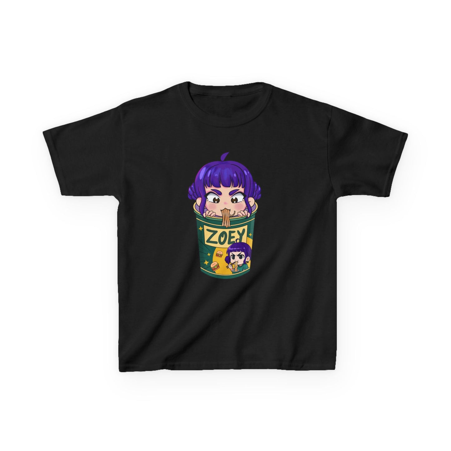Zoey Ramen KPopCharacter | Fun Cotton T-Shirt, Gift for Children, Cartoon Tee, Birthday Present, Playful Kids Apparel