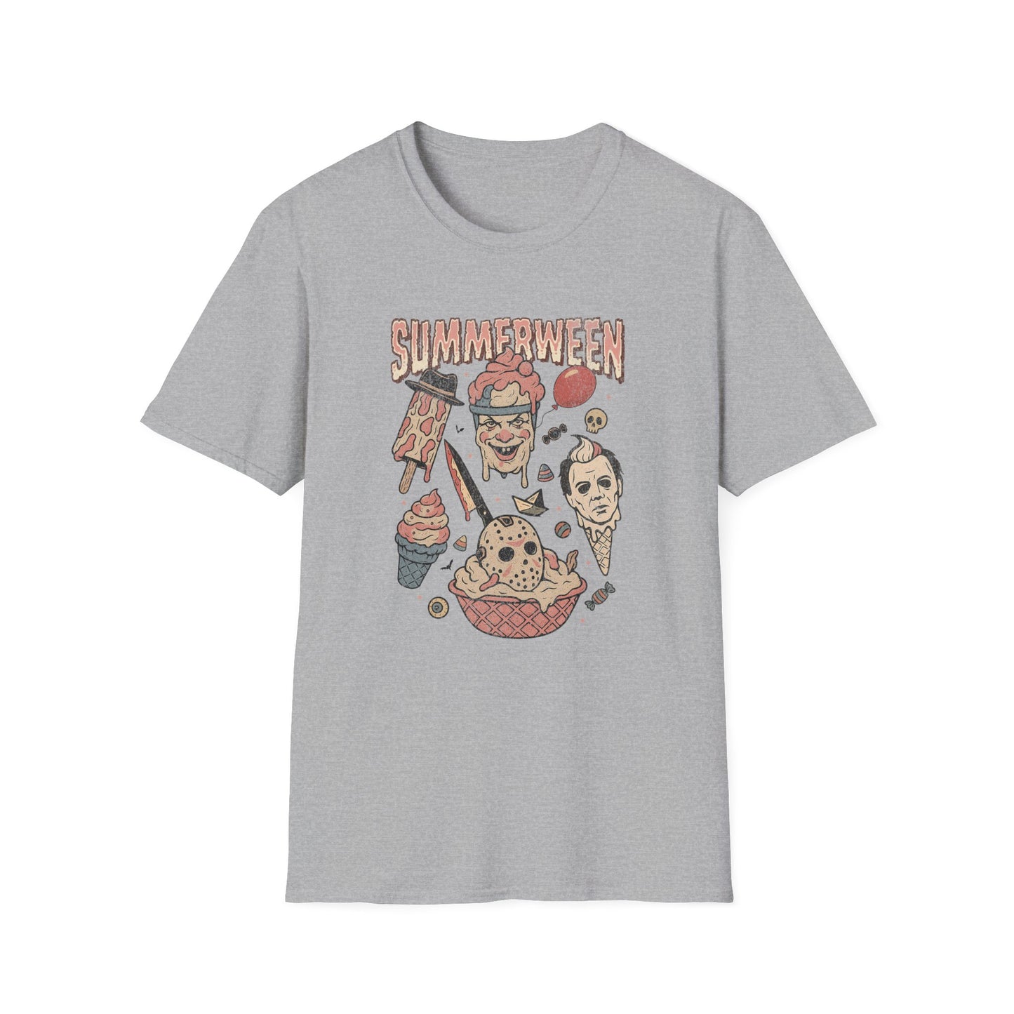 Summerween Unisex Softstyle T-Shirt | Fun Summer Holiday Tee, Ice Cream Theme, Casual Outfit, Gift for Friends, Ice Cream Lovers