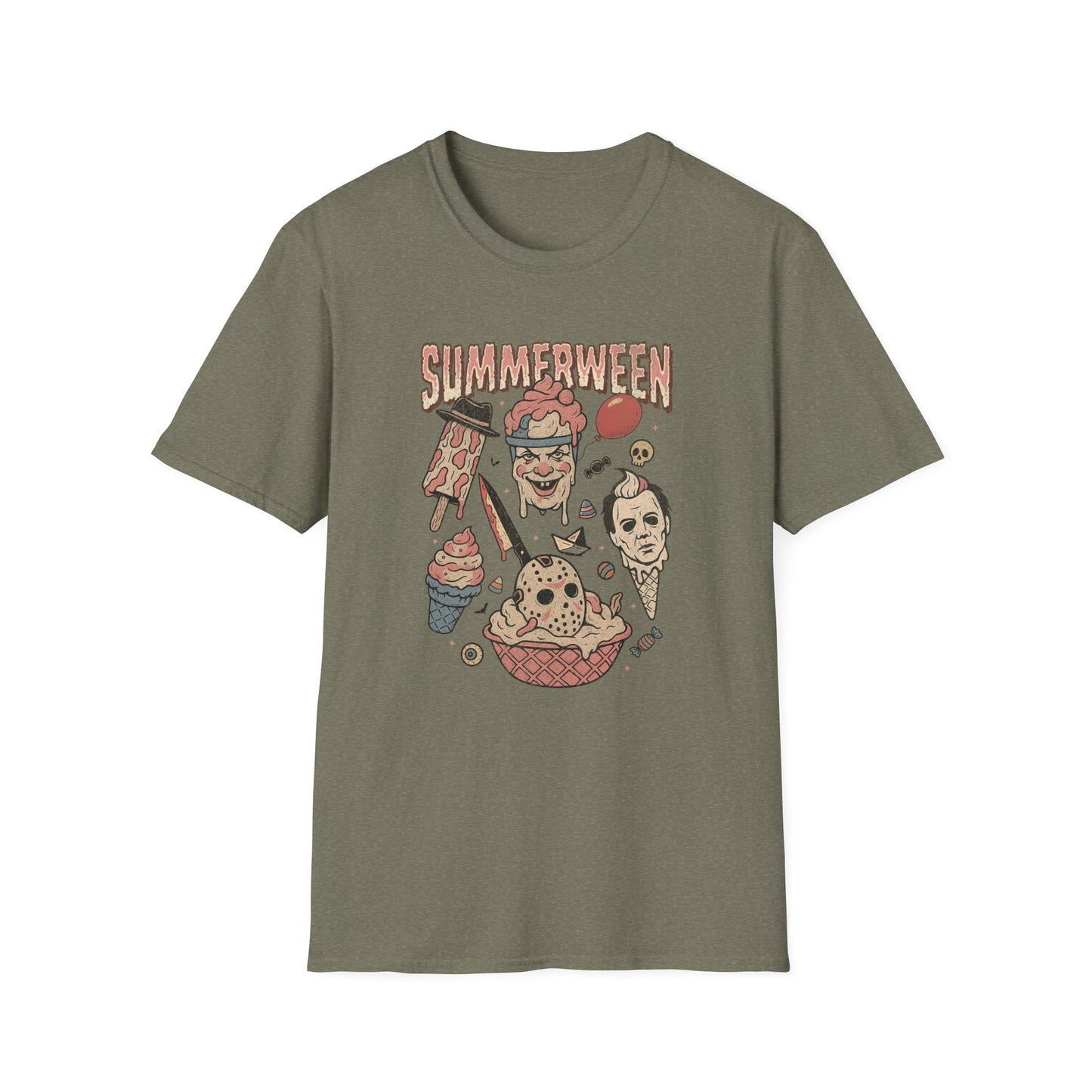 Summerween Unisex Softstyle T-Shirt | Fun Summer Holiday Tee, Ice Cream Theme, Casual Outfit, Gift for Friends, Ice Cream Lovers
