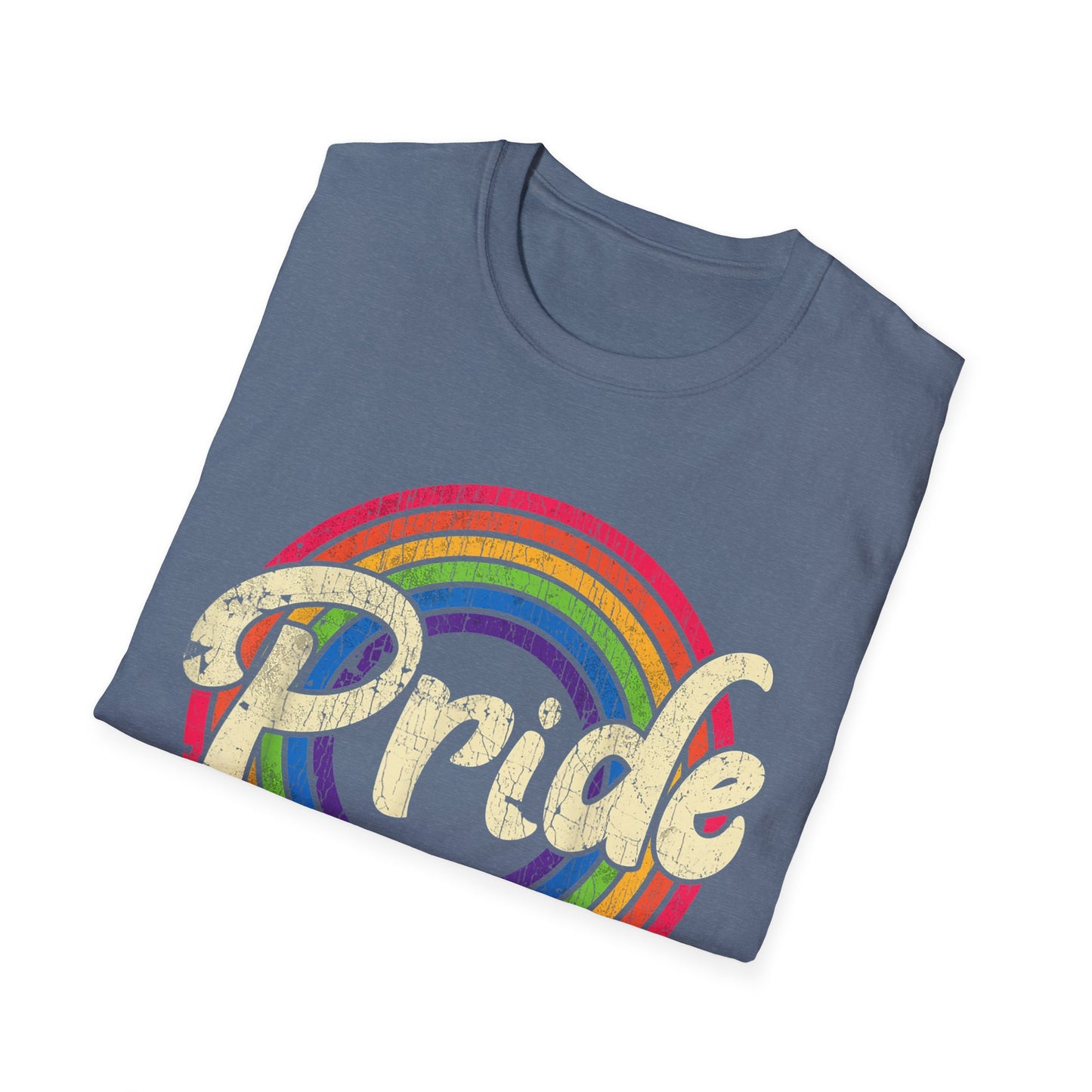 Pride Rainbow distressed Graphic T-Shirt | Unisex Softstyle Tee for LGBTQ+ Pride Events, Summer Festivals, Casual Outfits, Gift Ideas, Statement Wear