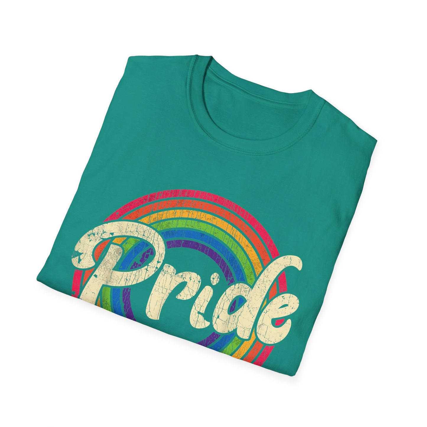 Pride Rainbow distressed Graphic T-Shirt | Unisex Softstyle Tee for LGBTQ+ Pride Events, Summer Festivals, Casual Outfits, Gift Ideas, Statement Wear