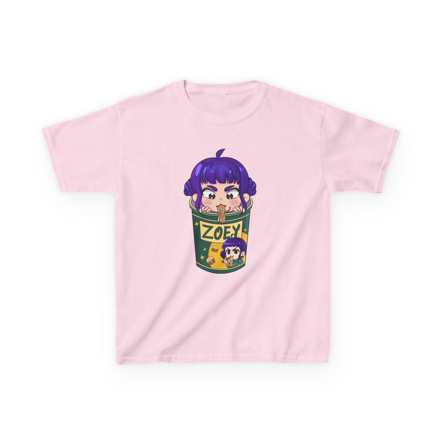 Zoey Ramen KPopCharacter | Fun Cotton T-Shirt, Gift for Children, Cartoon Tee, Birthday Present, Playful Kids Apparel