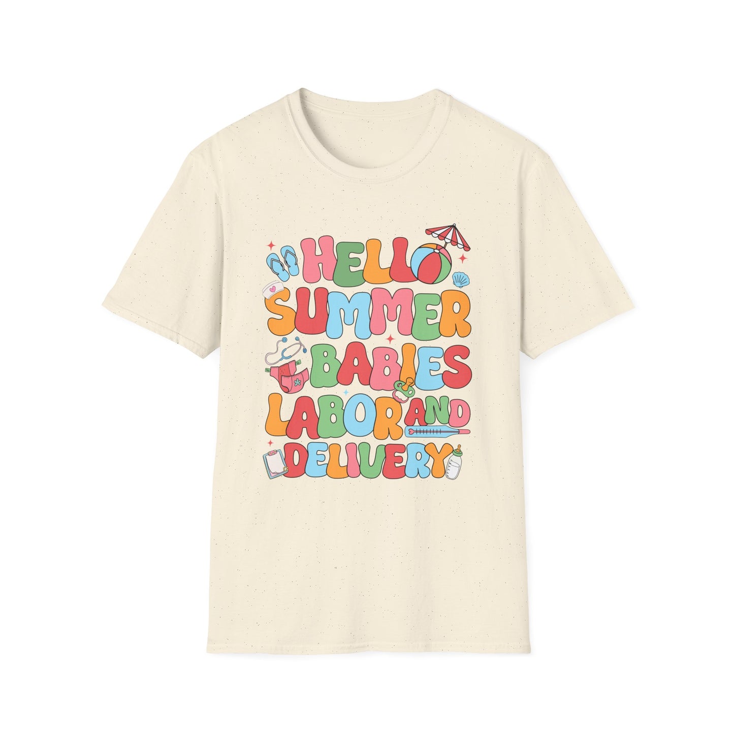 Summer Babies Labor & Delivery T-Shirt, Unisex Softstyle Tee, Maternity Shirt, Baby Shower Gift, Summer Celebration Wear