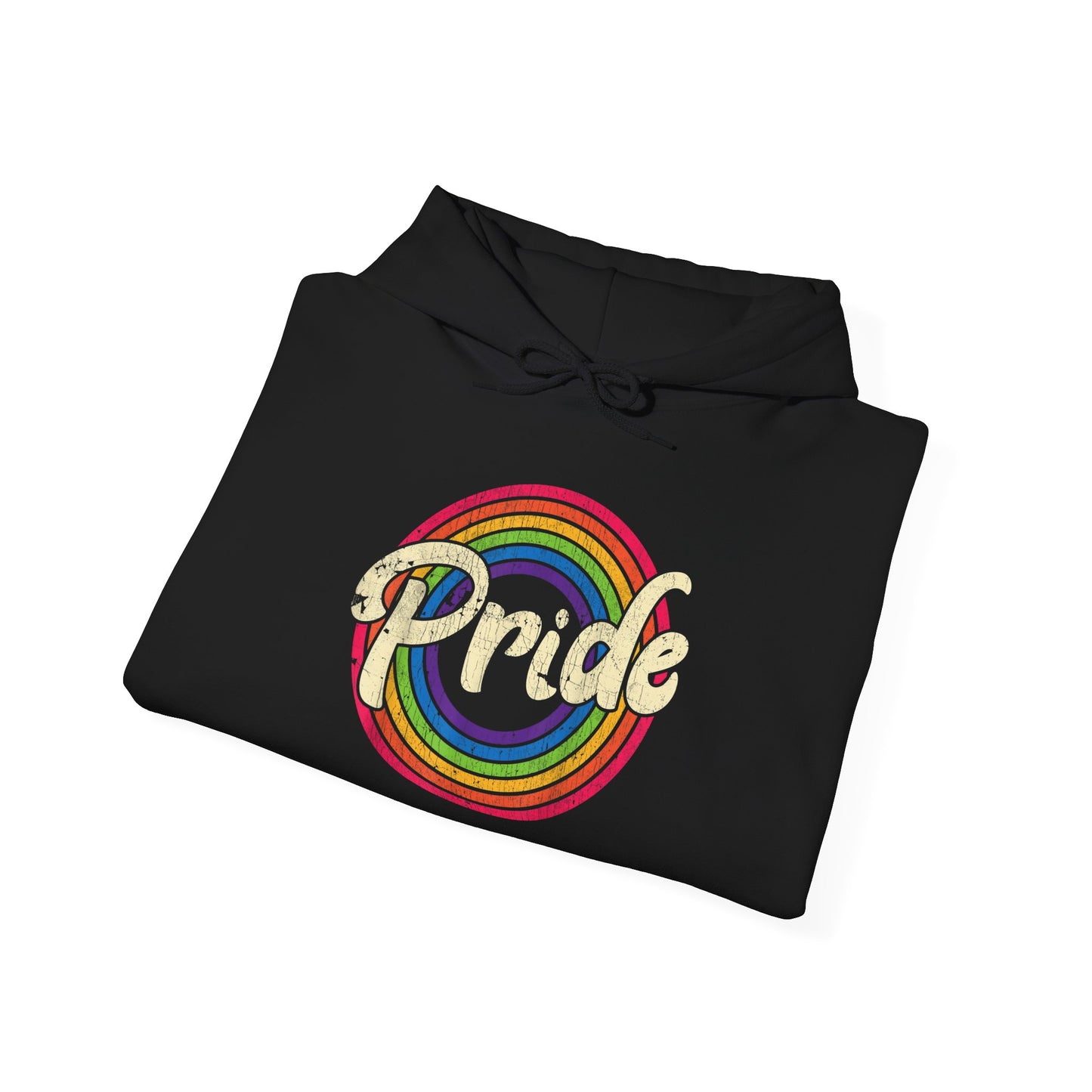 Distressed Pride Rainbow Hooded Sweatshirt - Unisex Heavy Blend™, LGBTQ+ Apparel, Pride Month, Casual Wear, Gift for Friends, Inclusive Fashion
