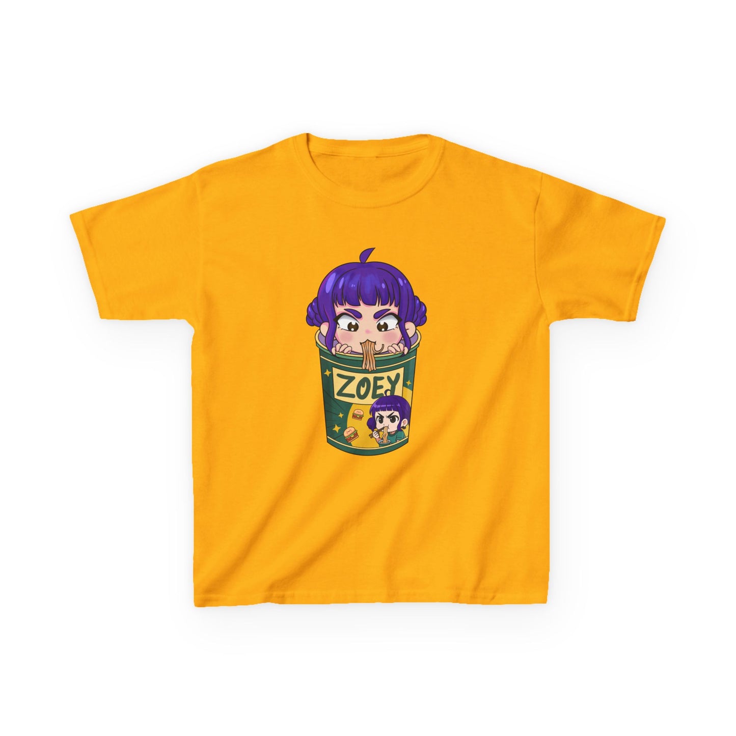 Zoey Ramen KPopCharacter | Fun Cotton T-Shirt, Gift for Children, Cartoon Tee, Birthday Present, Playful Kids Apparel