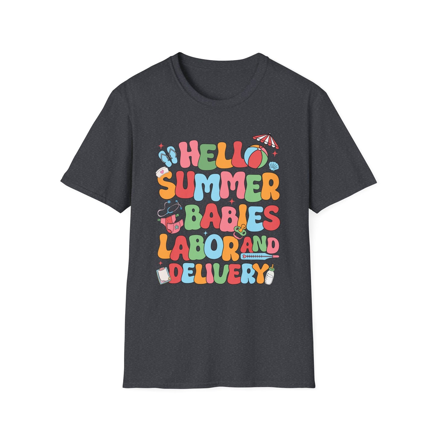 Summer Babies Labor & Delivery T-Shirt, Unisex Softstyle Tee, Maternity Shirt, Baby Shower Gift, Summer Celebration Wear