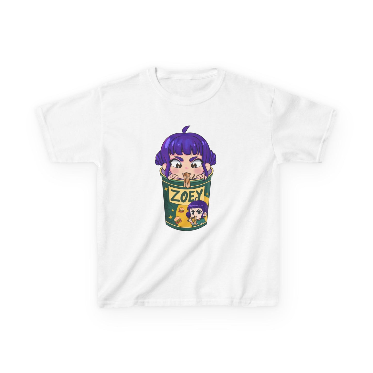 Zoey Ramen KPopCharacter | Fun Cotton T-Shirt, Gift for Children, Cartoon Tee, Birthday Present, Playful Kids Apparel