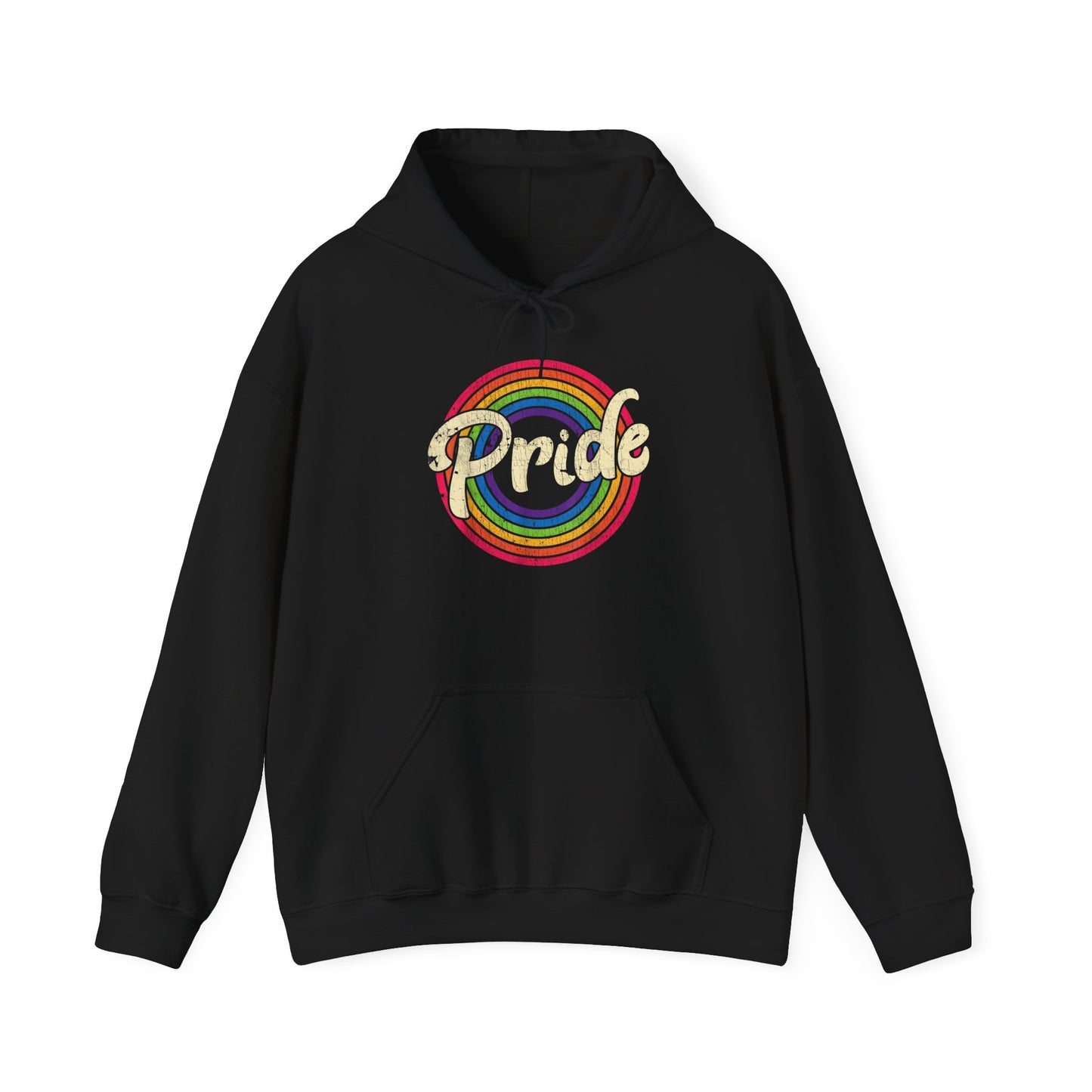 Distressed Pride Rainbow Hooded Sweatshirt - Unisex Heavy Blend™, LGBTQ+ Apparel, Pride Month, Casual Wear, Gift for Friends, Inclusive Fashion