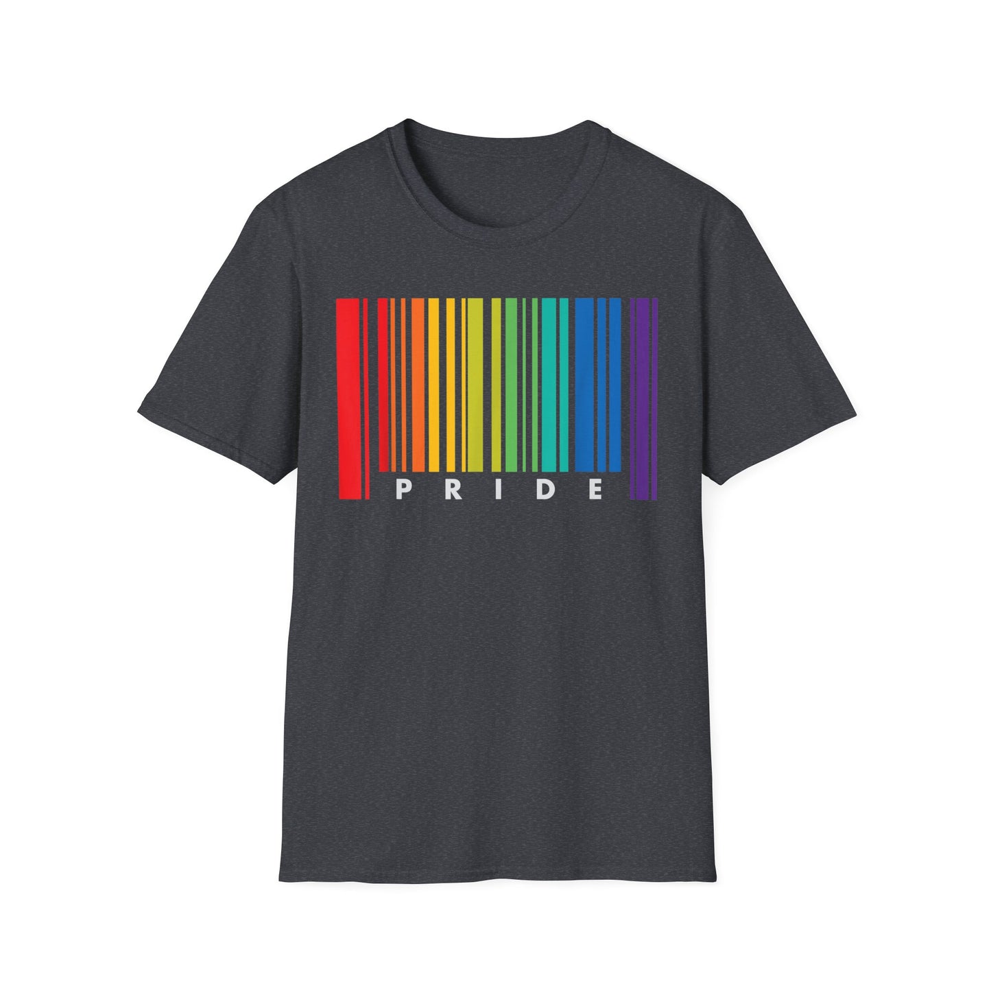 Pride Rainbow Barcode T-Shirt, Unisex Tee for LGBTQ+ Celebration, Softstyle Shirt, Gift for Pride Month, Casual Wear, Colorful Graphic Tee