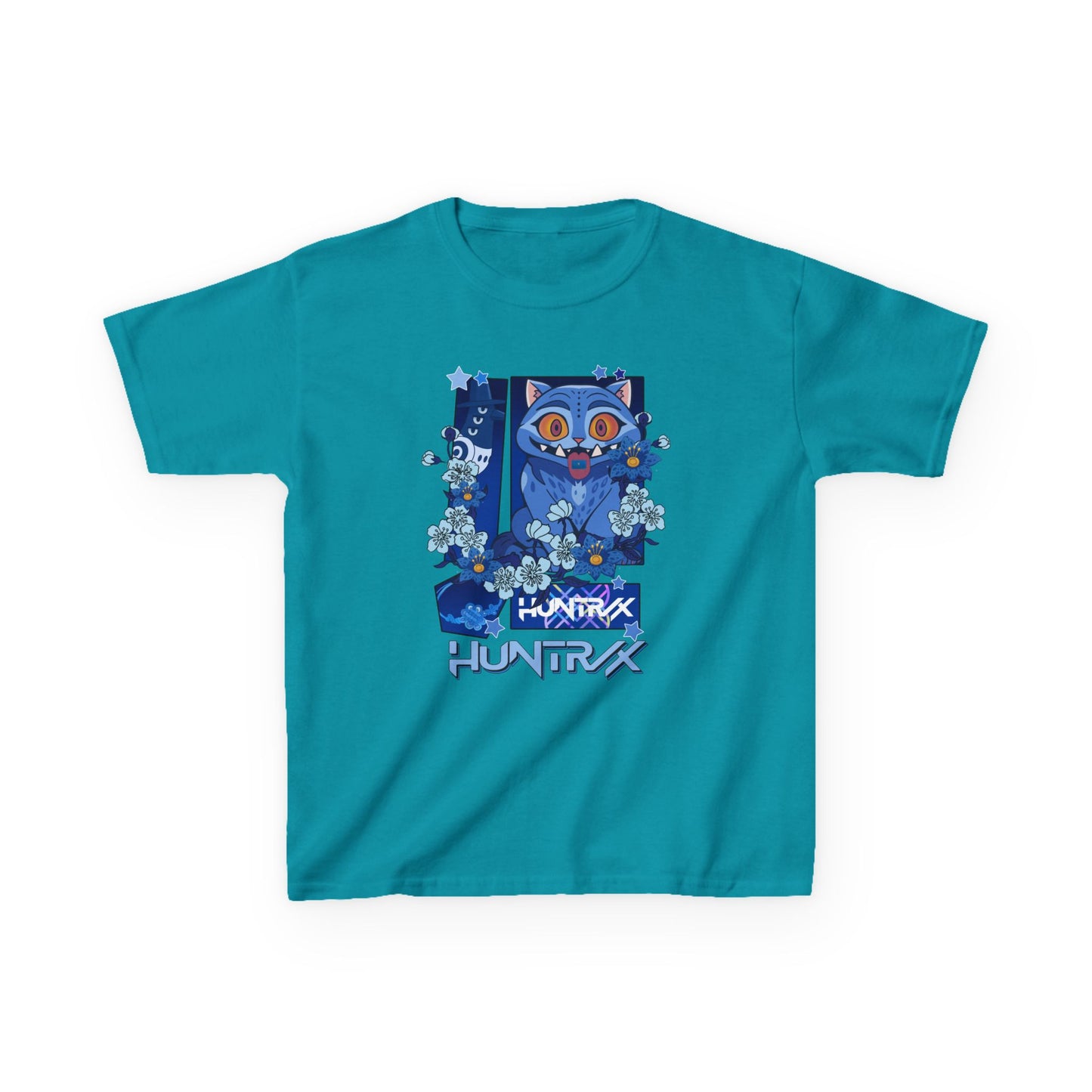 Derpy Tiger, Blue Cat Graphic Kids Tee - Fun, Cute T-Shirt for Boys and Girls, Gift for Birthdays, Everyday Wear, Animal Lovers, Unique Kids Clothing
