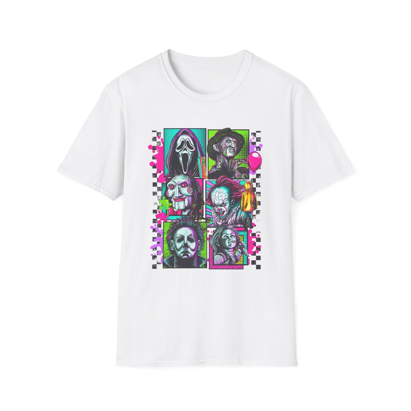 Horror Squad, Vibrant Horror Portraits T-Shirt, Graphic Tee, Unisex Casual Shirt, Halloween Apparel, Horror Movie Fan Gift, Streetwear Style