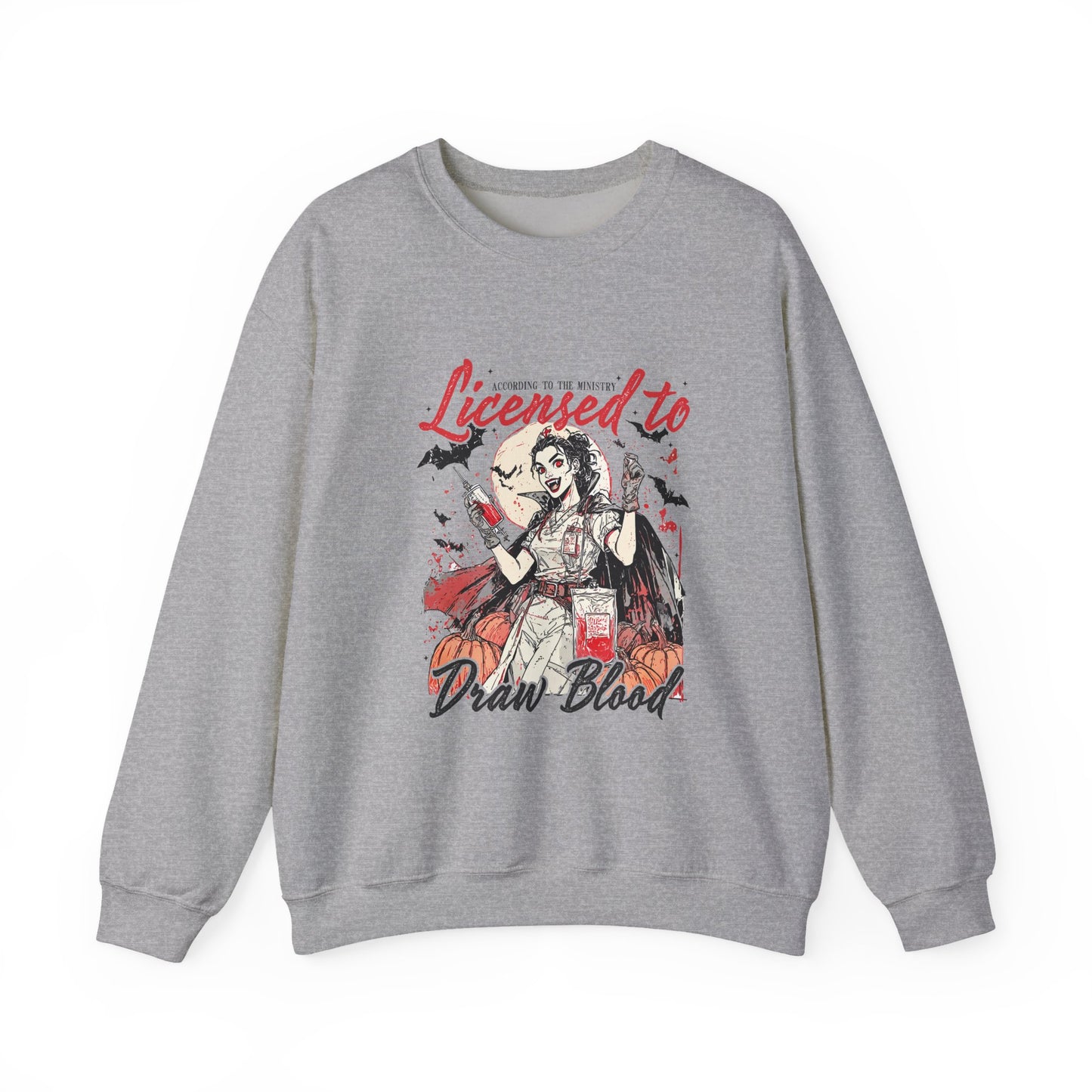 Licensed to Draw Blood Sweatshirt, Halloween Apparel, Unisex Crewneck, Graphic Sweatshirt, Spooky Season Gift, Unique Horror Fashion