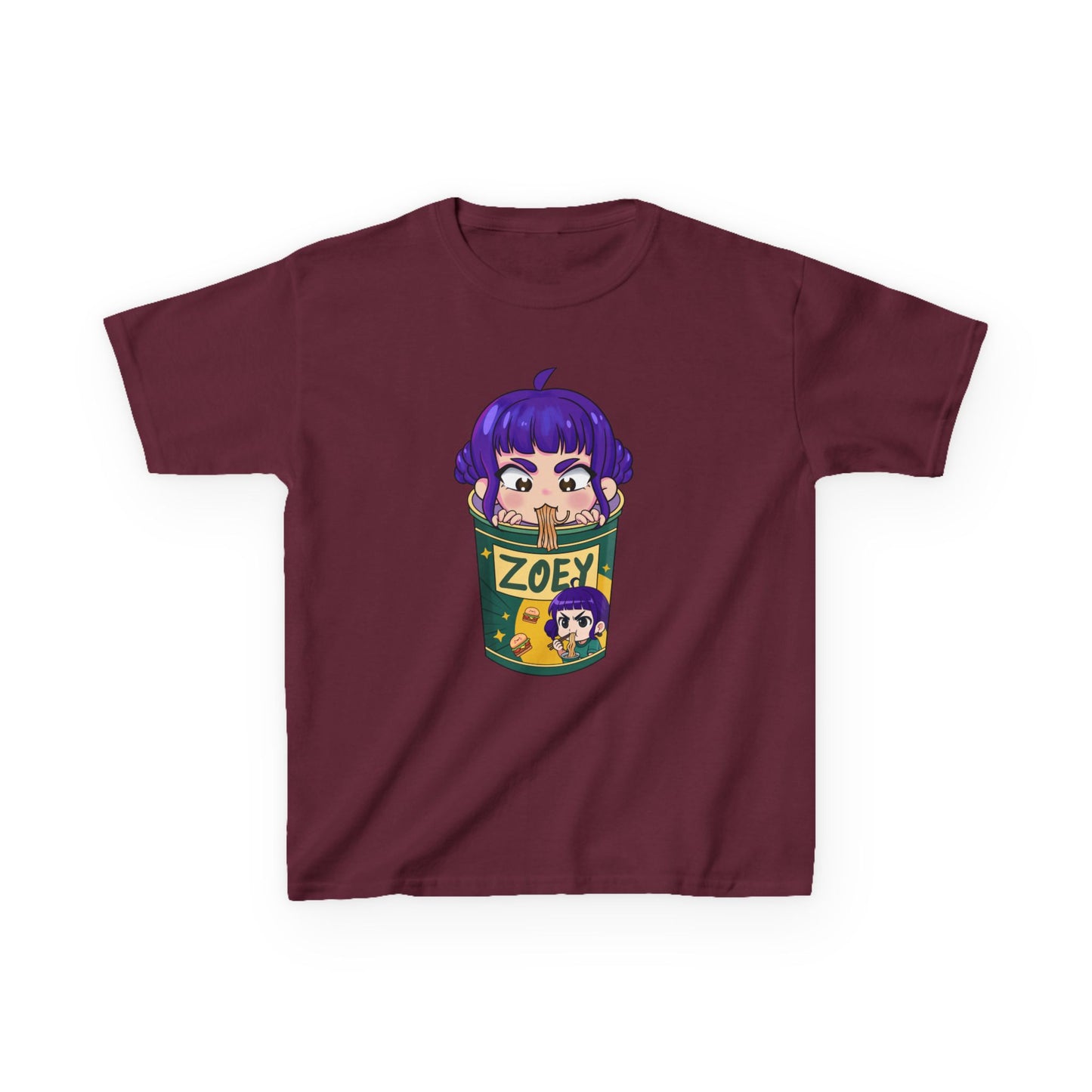 Zoey Ramen KPopCharacter | Fun Cotton T-Shirt, Gift for Children, Cartoon Tee, Birthday Present, Playful Kids Apparel