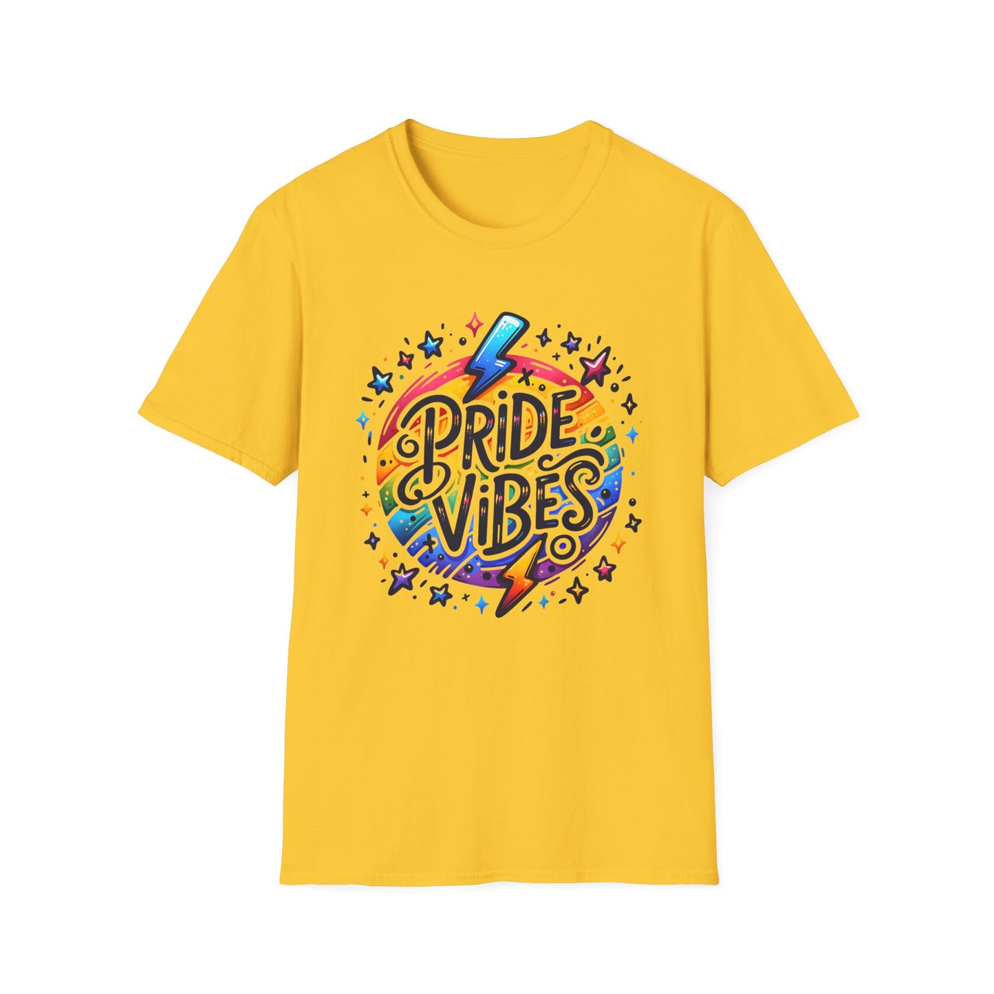 Pride Vibes Unisex Softstyle T-Shirt, LGBTQ Pride Shirt, Gender-Neutral Top, Festival Wear, Summer Tee, Gift for Friends