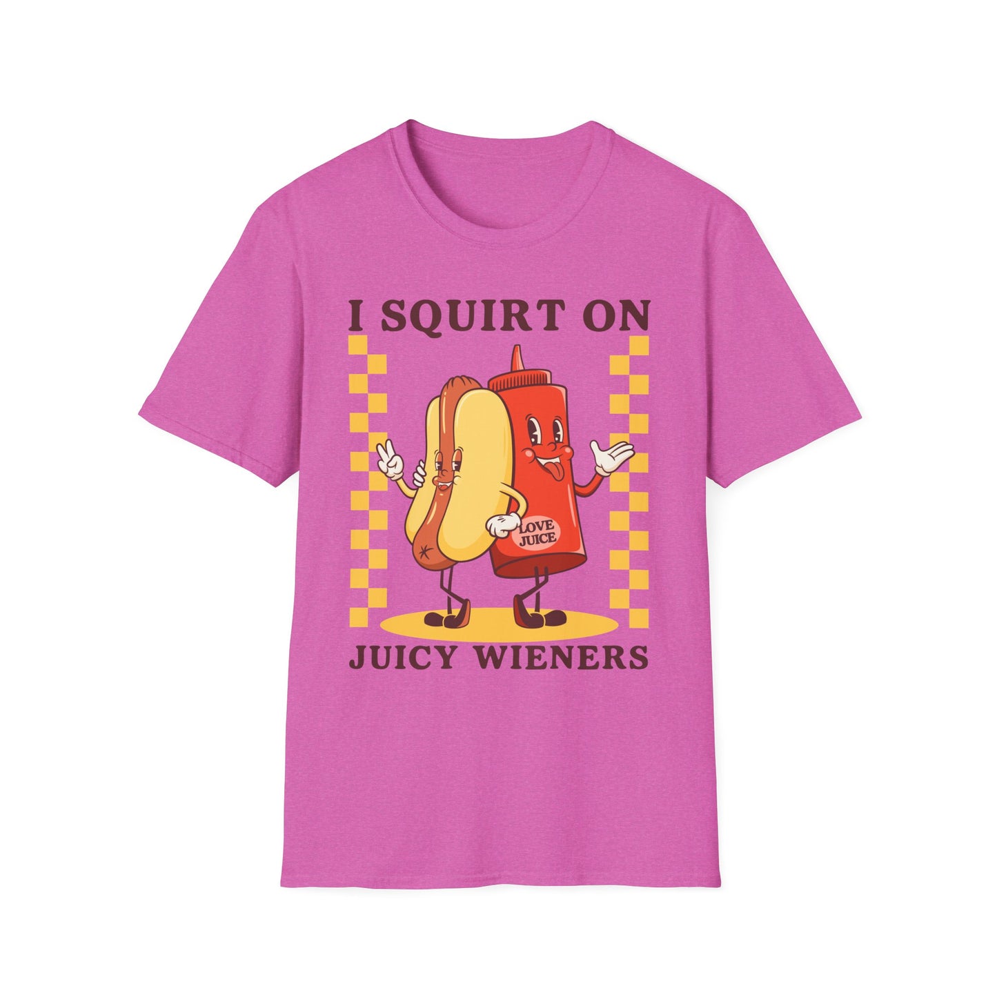 Squirt on Juicy Weiners, Funny Foodie T-Shirt, Humorous Graphic Tee for BBQ Lovers, Casual Wear, Great Gift for Birthdays, Anniversary, and Holidays