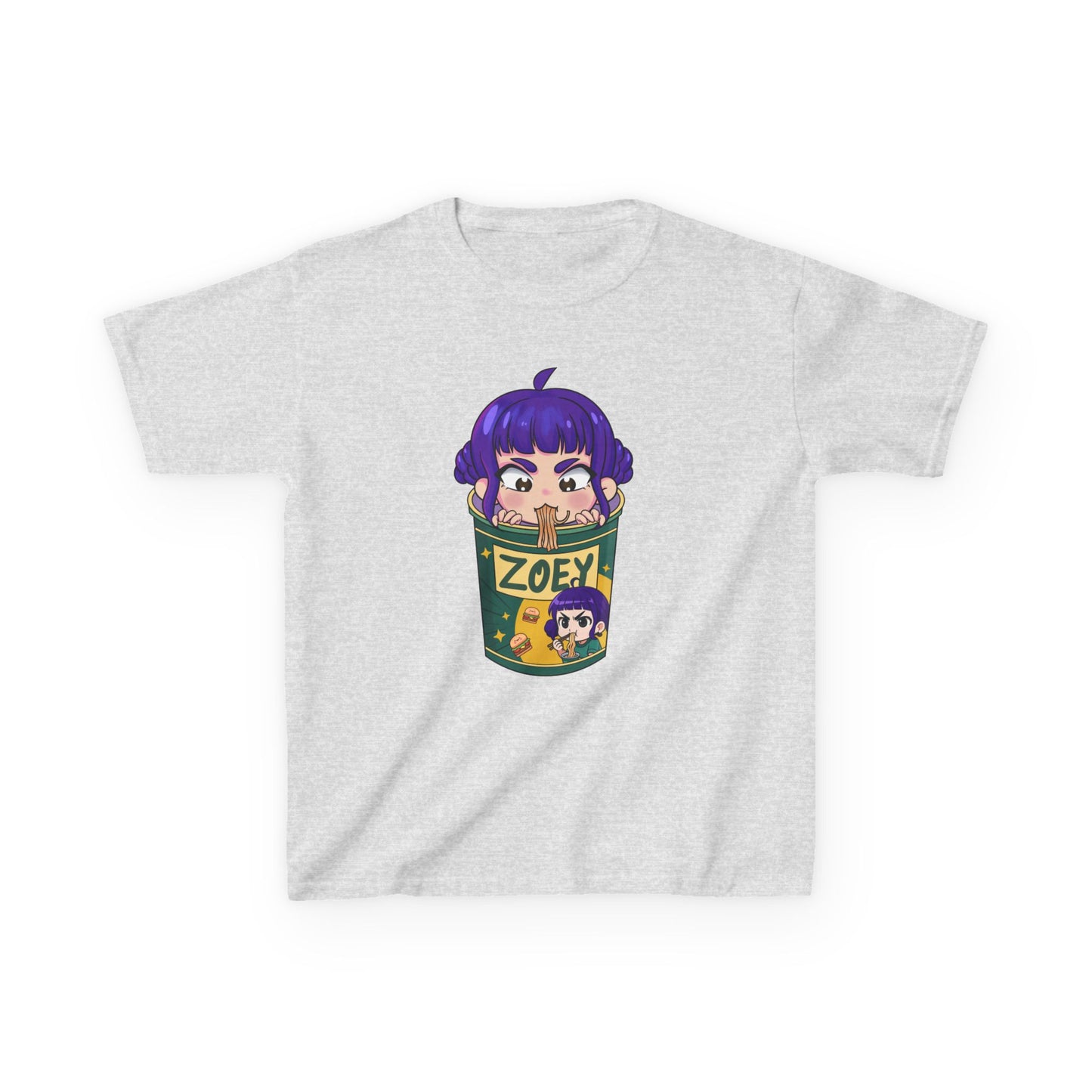 Zoey Ramen KPopCharacter | Fun Cotton T-Shirt, Gift for Children, Cartoon Tee, Birthday Present, Playful Kids Apparel