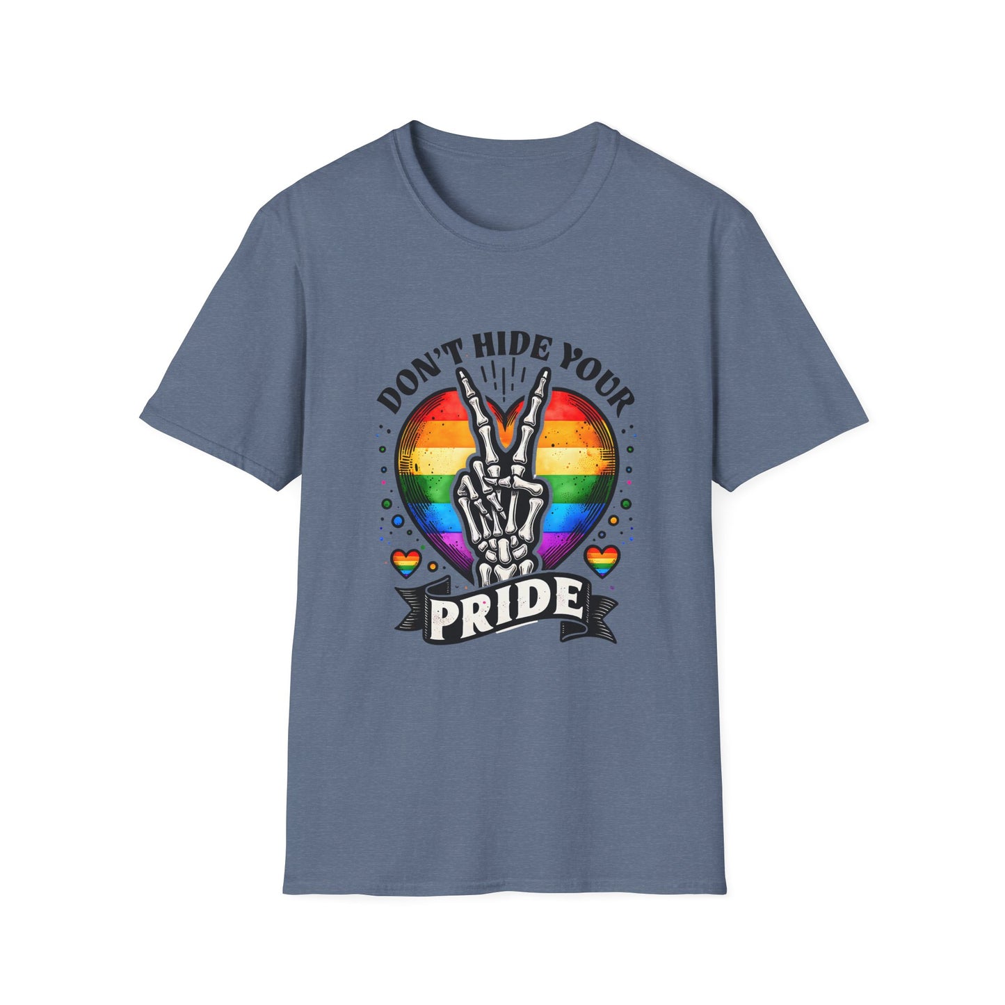 Don’t hide your Pride Graphic T-Shirt, Unisex Tee, LGBTQ+ Apparel, Festival Shirt, Pride Month Gift, Vintage Style T-Shirt