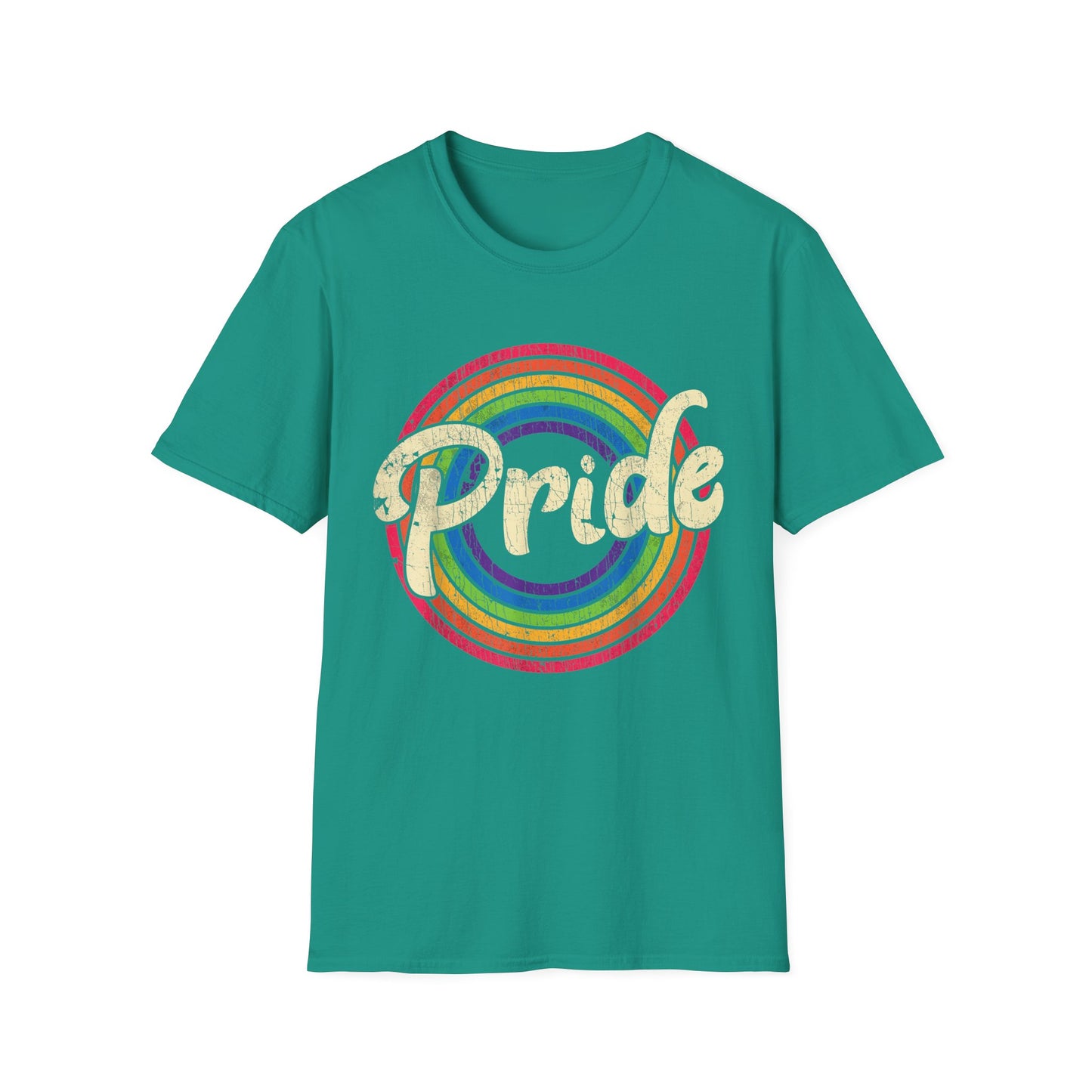 Pride Rainbow distressed Graphic T-Shirt | Unisex Softstyle Tee for LGBTQ+ Pride Events, Summer Festivals, Casual Outfits, Gift Ideas, Statement Wear