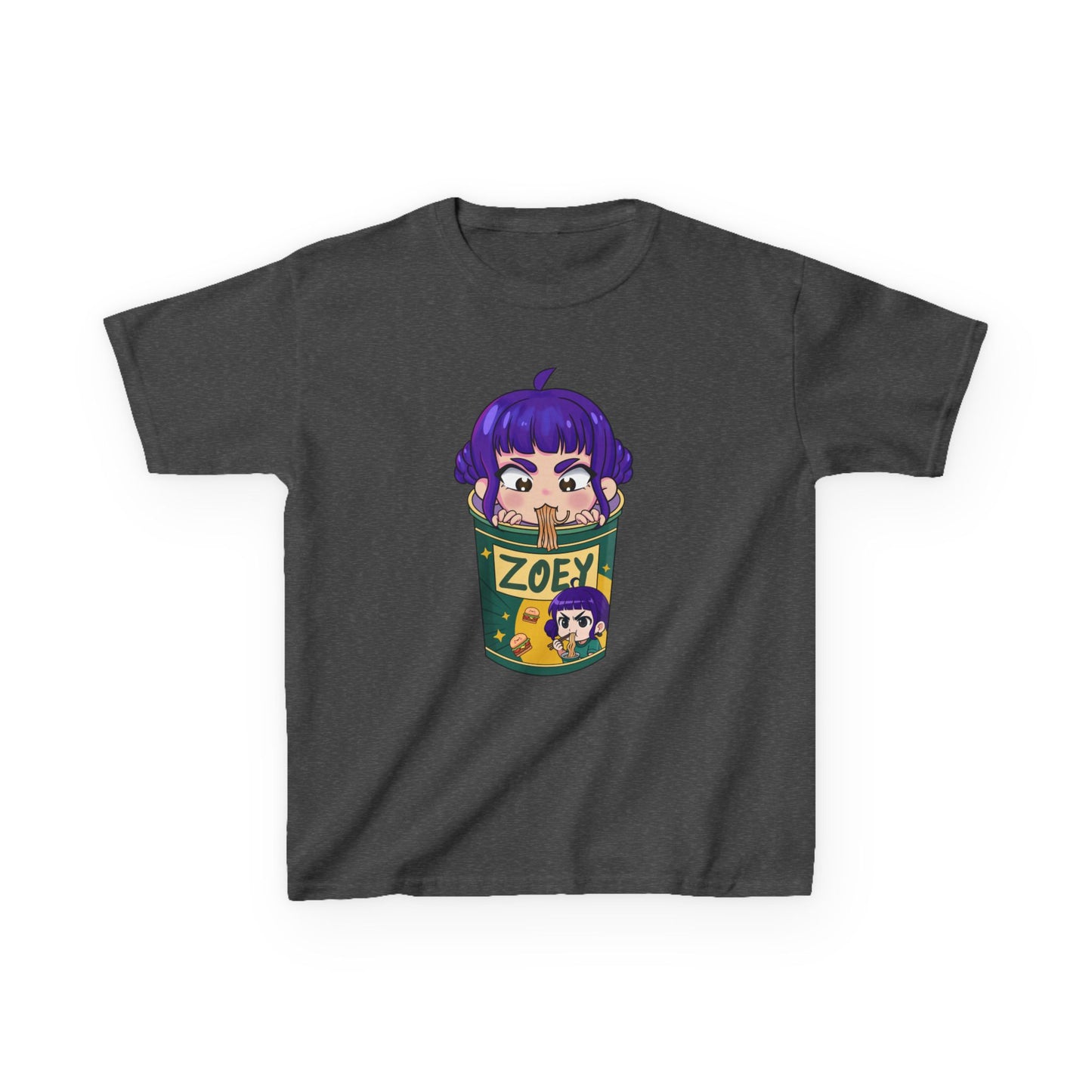 Zoey Ramen KPopCharacter | Fun Cotton T-Shirt, Gift for Children, Cartoon Tee, Birthday Present, Playful Kids Apparel