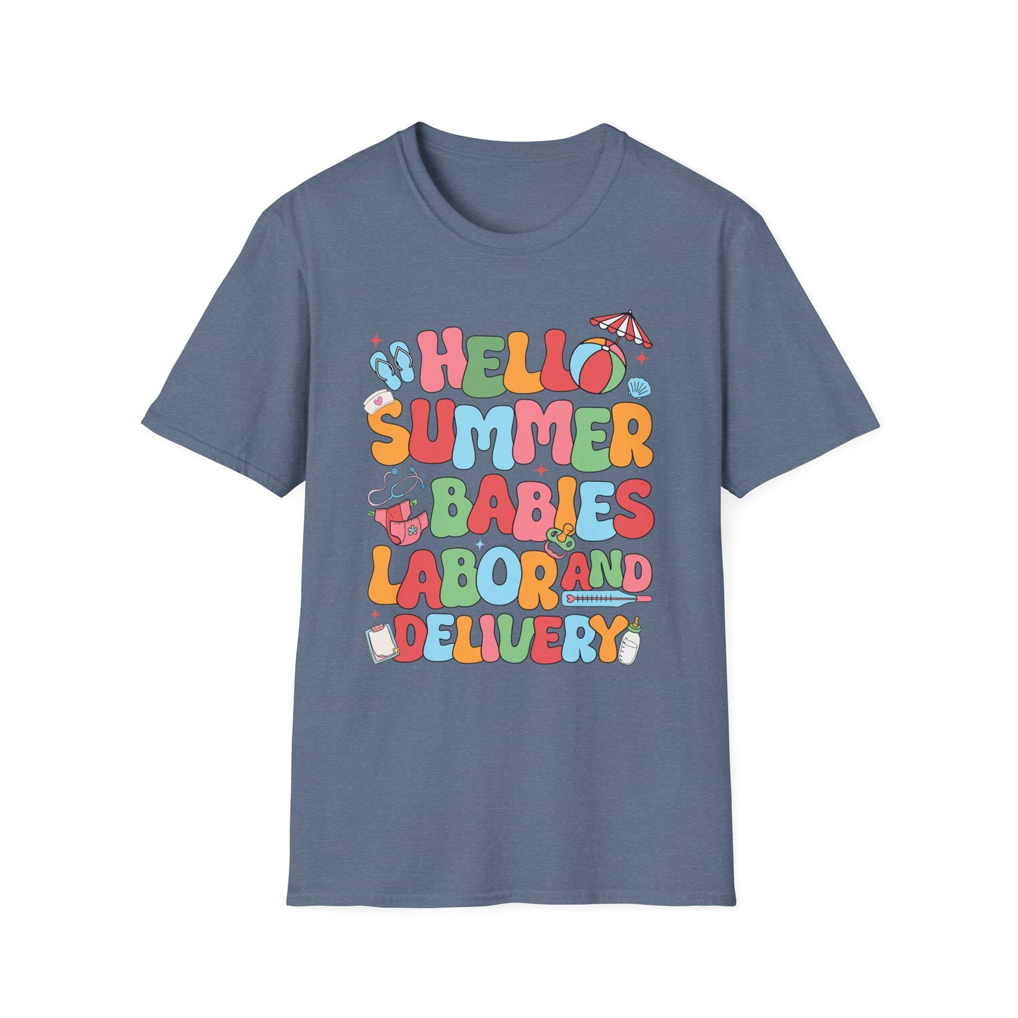 Summer Babies Labor & Delivery T-Shirt, Unisex Softstyle Tee, Maternity Shirt, Baby Shower Gift, Summer Celebration Wear
