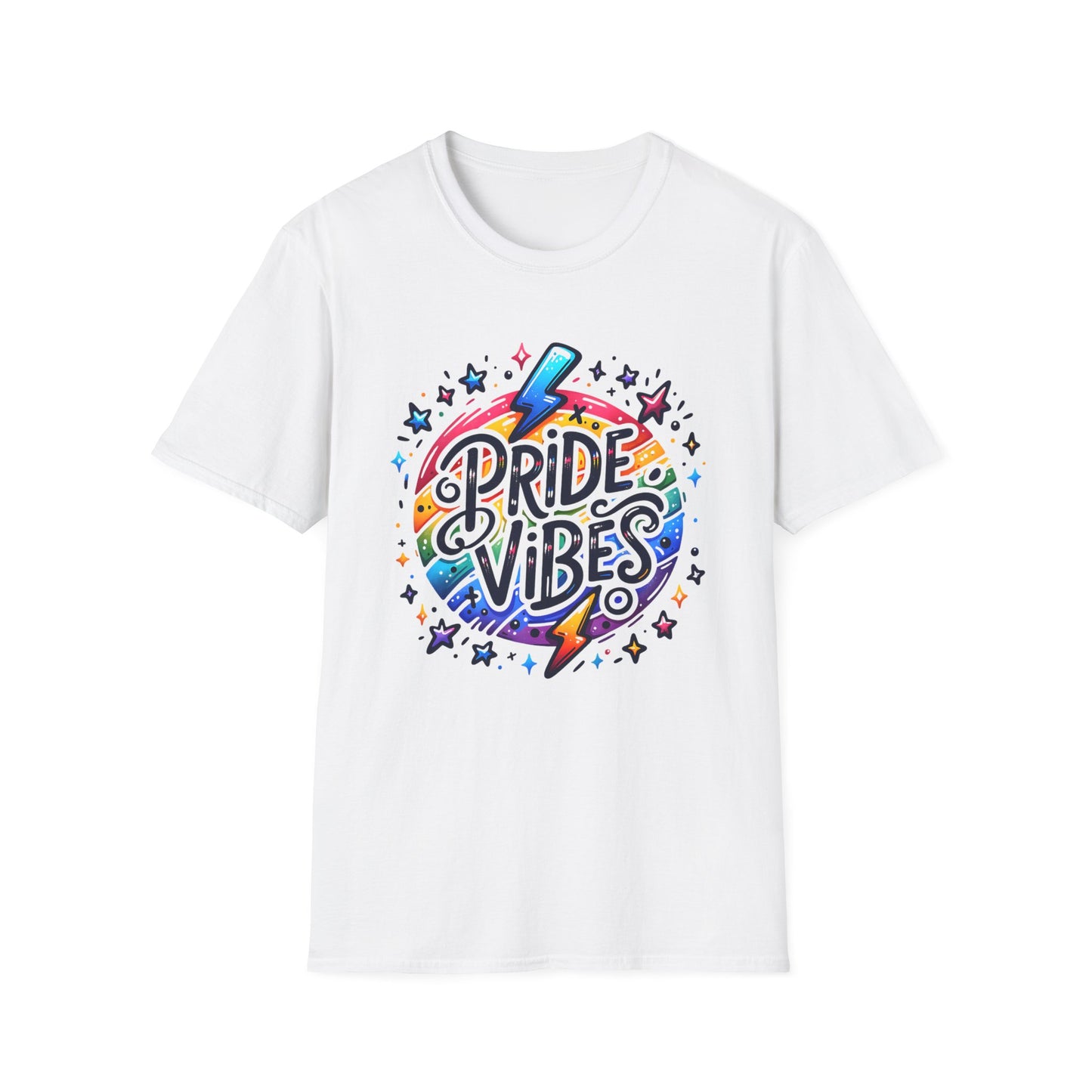Pride Vibes Unisex Softstyle T-Shirt, LGBTQ Pride Shirt, Gender-Neutral Top, Festival Wear, Summer Tee, Gift for Friends