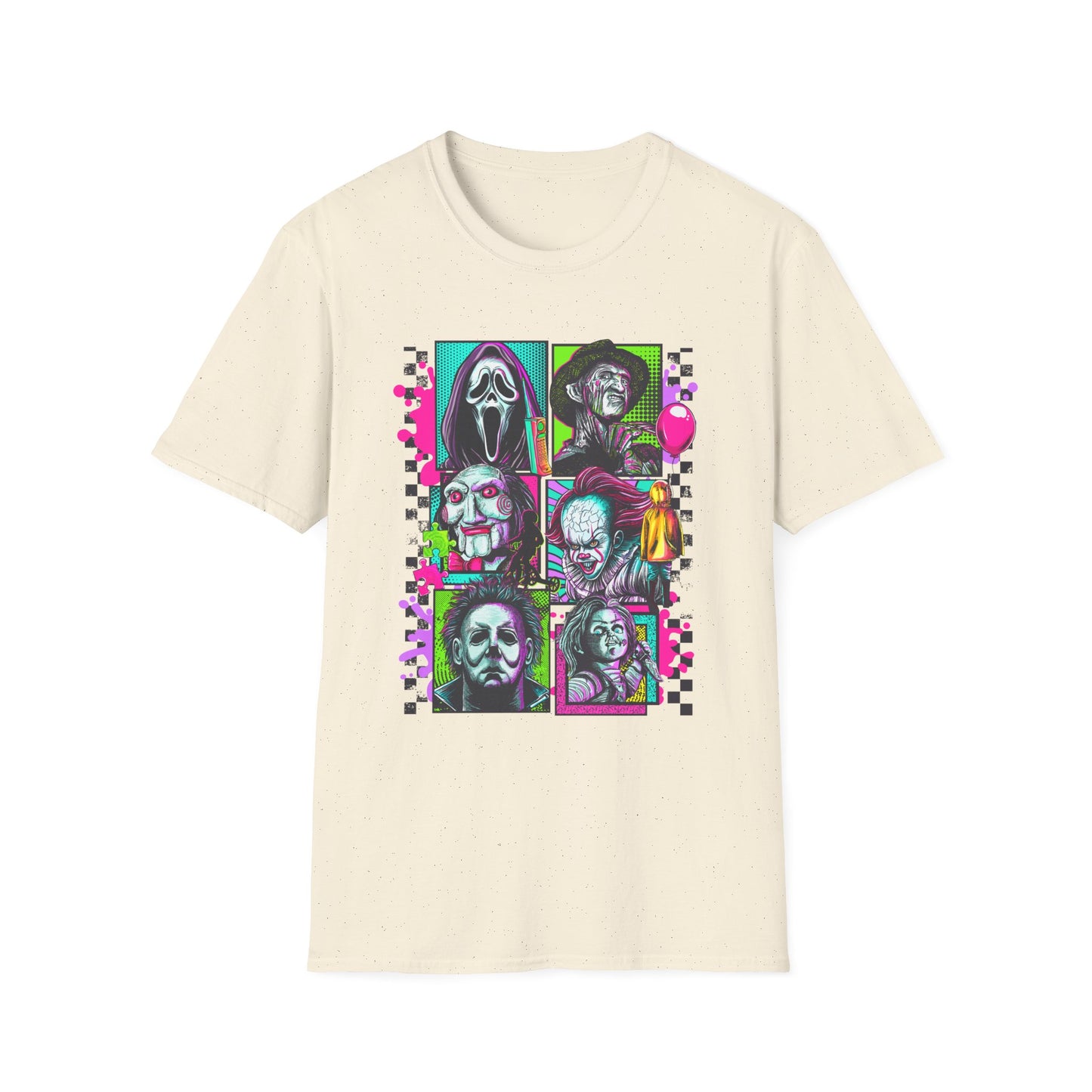 Horror Squad, Vibrant Horror Portraits T-Shirt, Graphic Tee, Unisex Casual Shirt, Halloween Apparel, Horror Movie Fan Gift, Streetwear Style