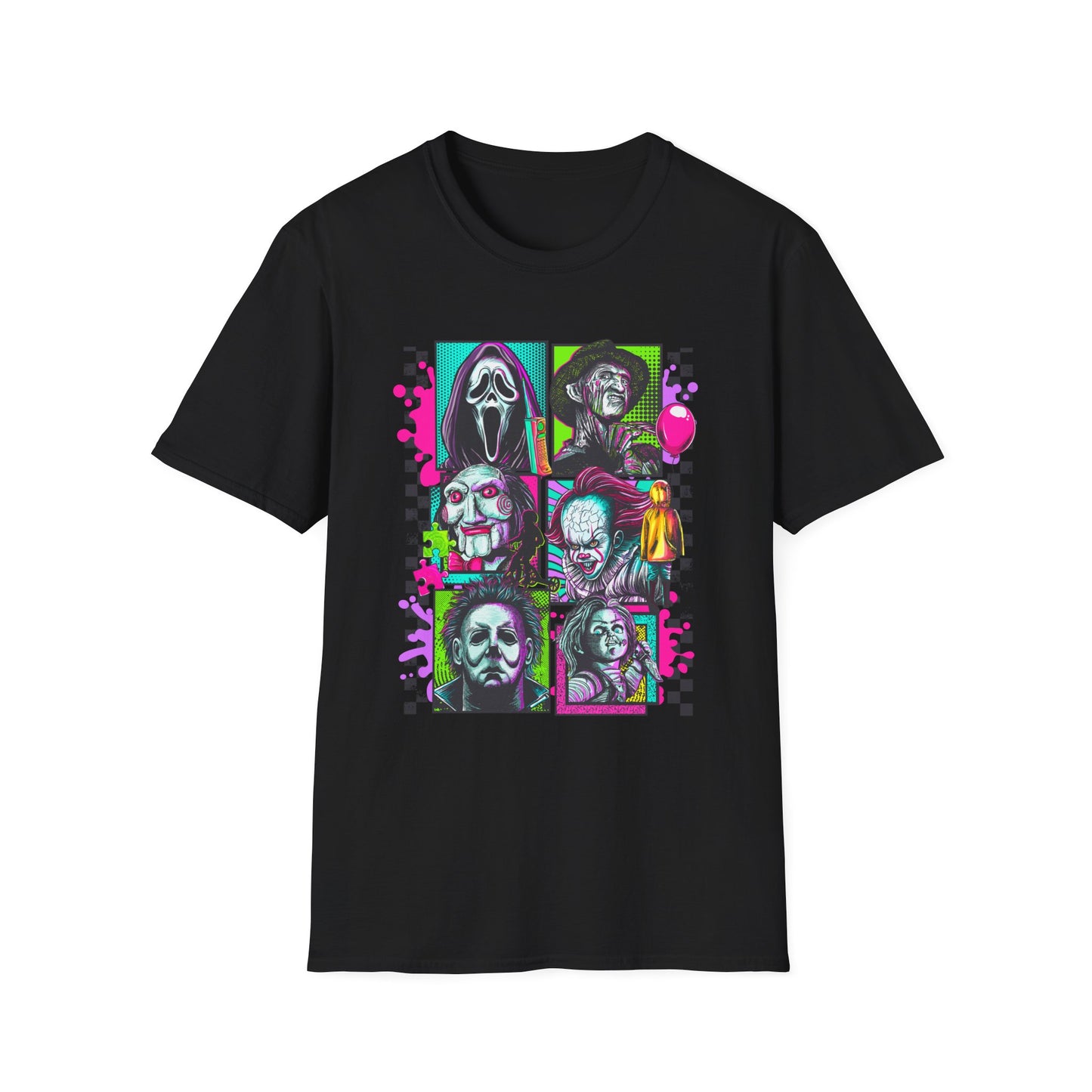 Horror Squad, Vibrant Horror Portraits T-Shirt, Graphic Tee, Unisex Casual Shirt, Halloween Apparel, Horror Movie Fan Gift, Streetwear Style