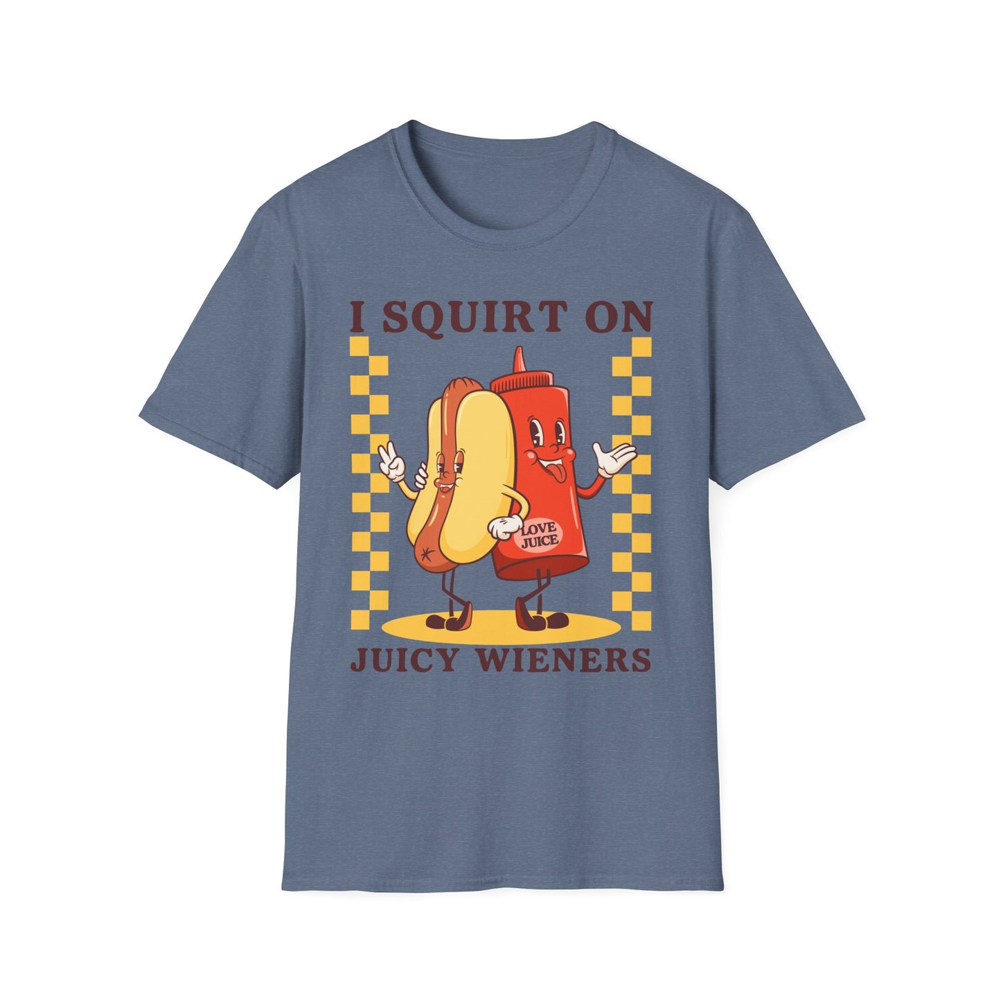 Squirt on Juicy Weiners, Funny Foodie T-Shirt, Humorous Graphic Tee for BBQ Lovers, Casual Wear, Great Gift for Birthdays, Anniversary, and Holidays