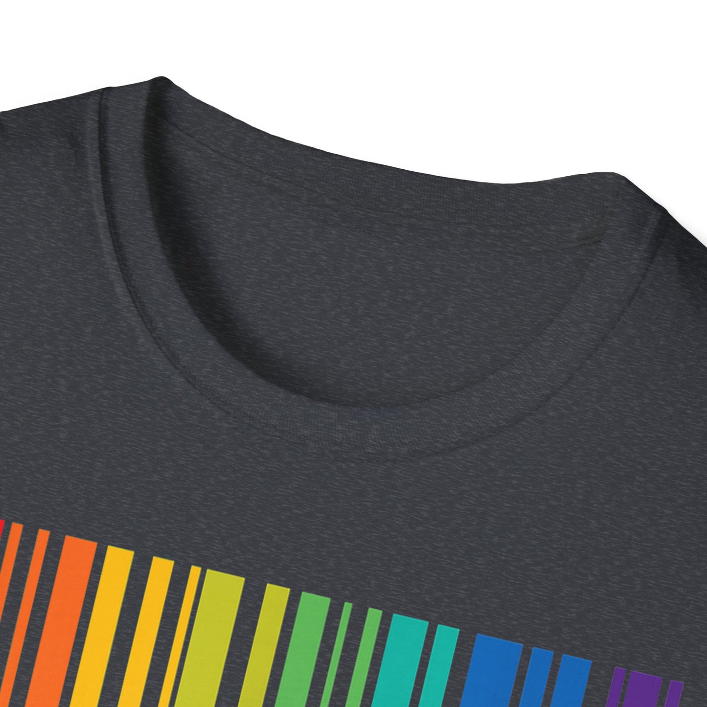 Pride Rainbow Barcode T-Shirt, Unisex Tee for LGBTQ+ Celebration, Softstyle Shirt, Gift for Pride Month, Casual Wear, Colorful Graphic Tee