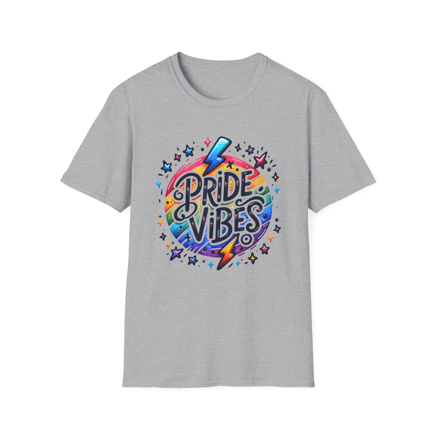 Pride Vibes Unisex Softstyle T-Shirt, LGBTQ Pride Shirt, Gender-Neutral Top, Festival Wear, Summer Tee, Gift for Friends