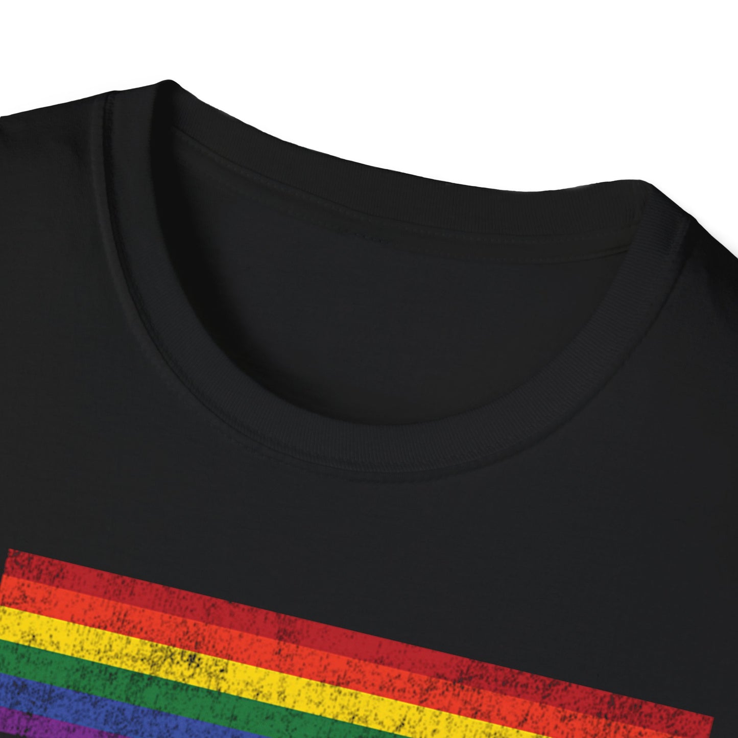 Rainbow Stripes Distressed, Human T-Shirt, Pride Apparel, Unisex Cotton Tee, LGBTQ+ Gift, Colorful Graphic Shirt, Casual Everyday Wear