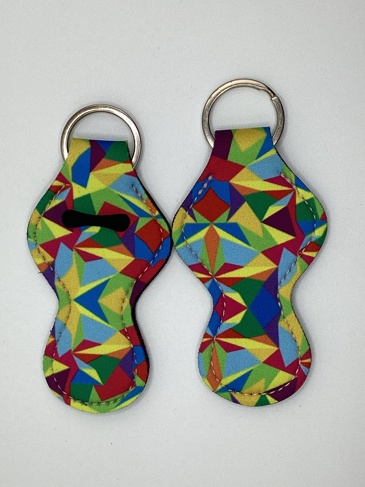 Abstract Colorful Kaleidoscope Neoprene Chapstick Holder Keychain