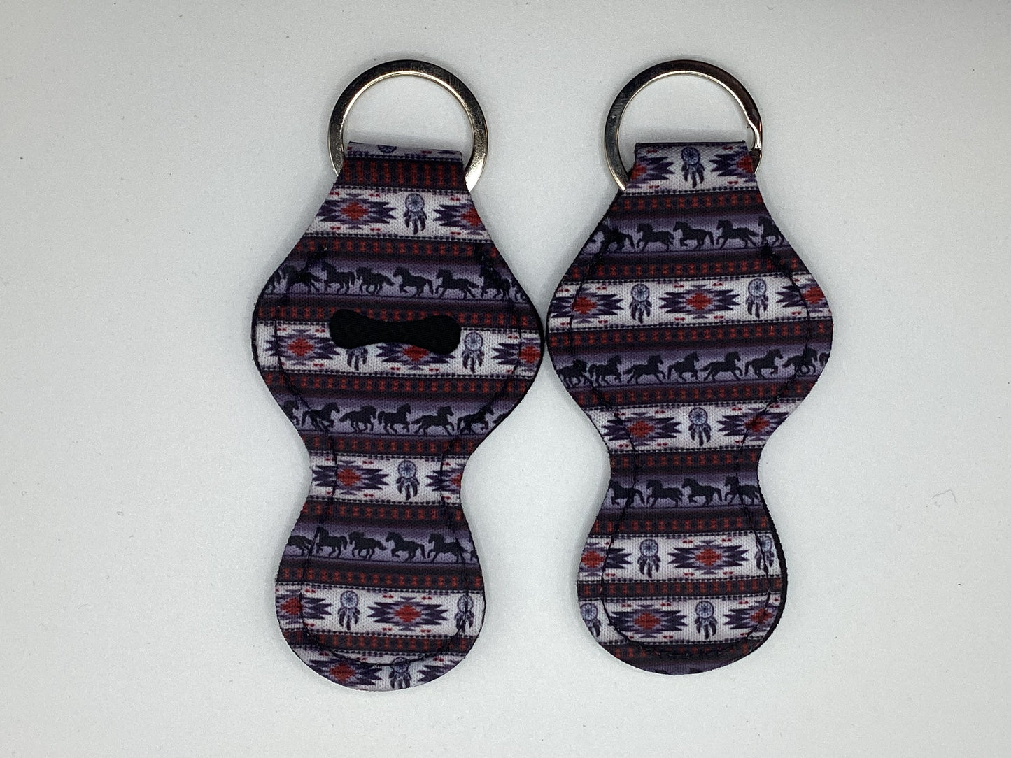 Tribal Horses Neoprene Chapstick Holder Keychain