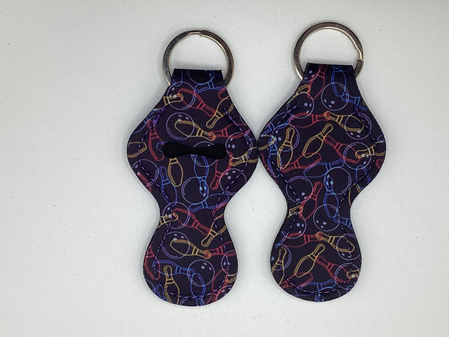 Bowling Pin Neoprene Chapstick Holder Keychain