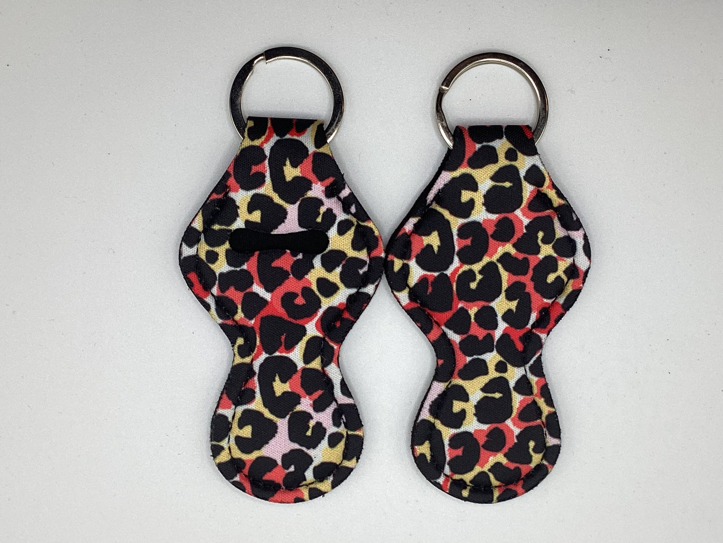 Orange, Yellow, Red, Cheetah SpotNeoprene Chapstick Holder Keychain