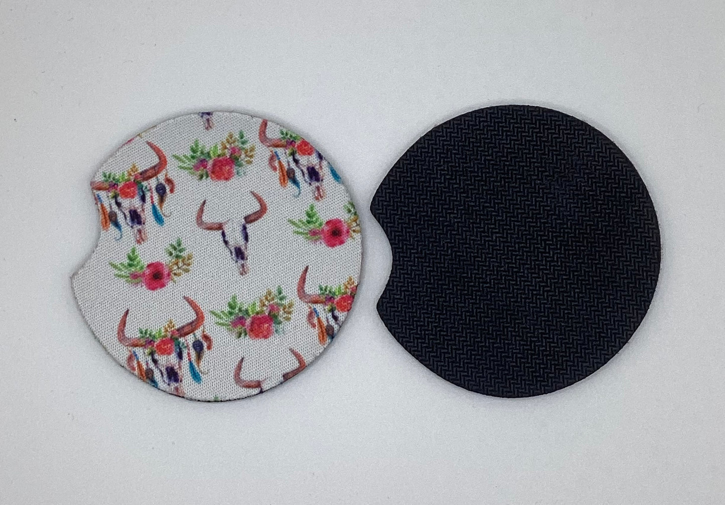 Buffalo Skull BOHO, Neoprene Car Coaster, 2pk
