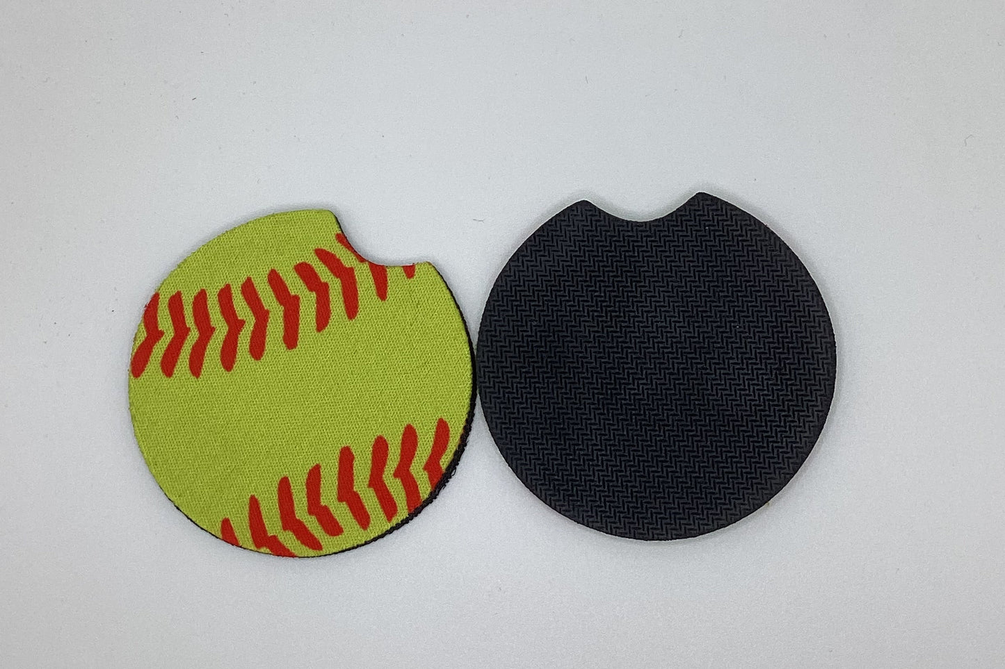 Softball Neoprene Car Coaster, 2pk