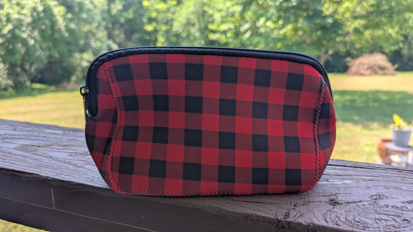 Red&Black Buffalo Plaid Multi use Cosmetic Neoprene Bag