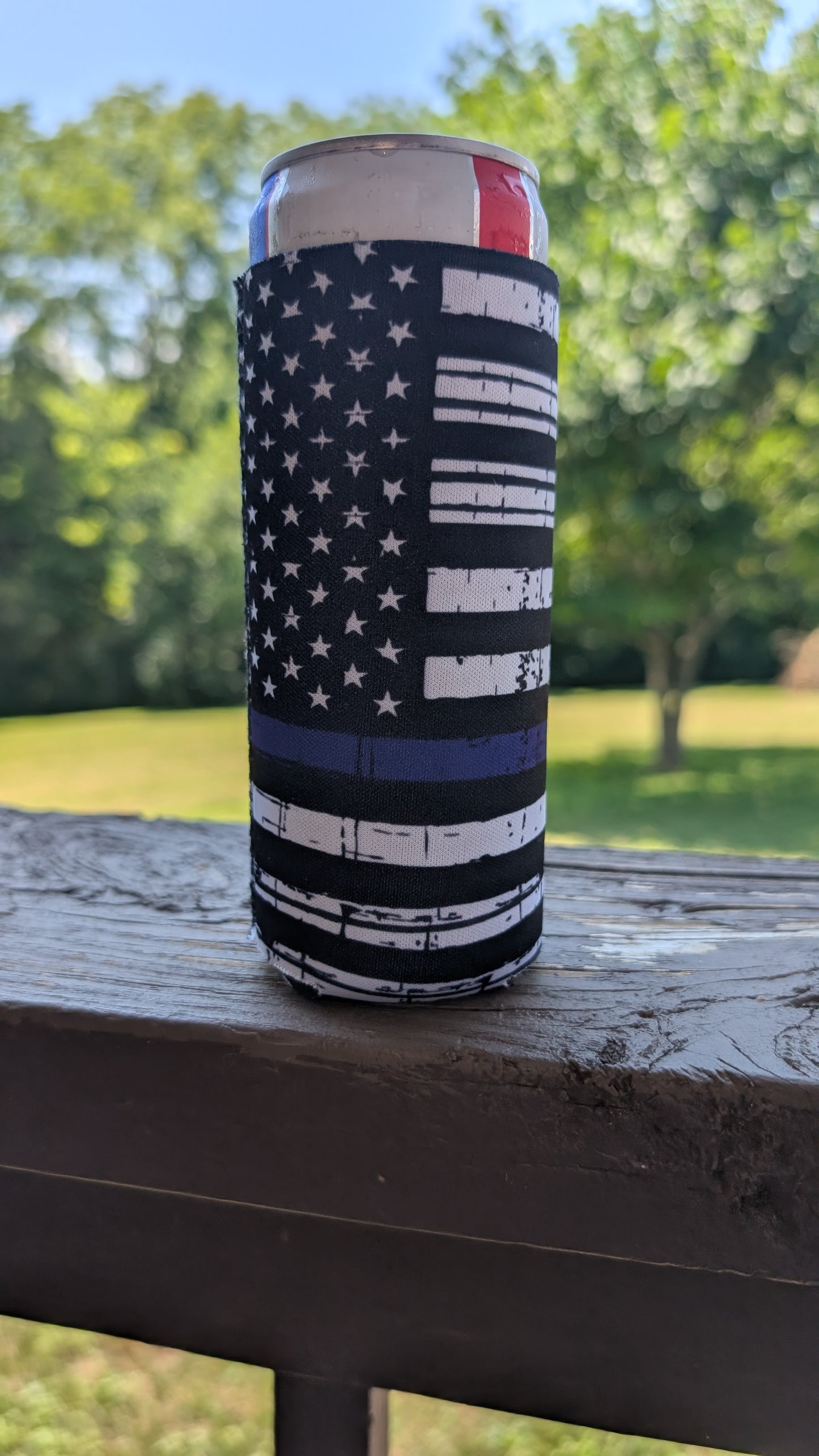 Thin Blue Line Police Neoprene Slim Can Koozie