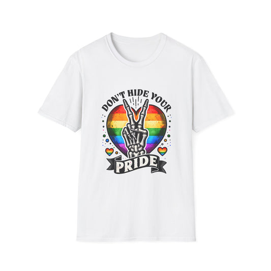Don’t hide your Pride Graphic T-Shirt, Unisex Tee, LGBTQ+ Apparel, Festival Shirt, Pride Month Gift, Vintage Style T-Shirt