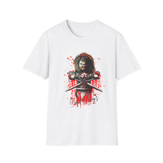 Chucky Scissors, Unisex Horror Graphic T-Shirt, Edgy Art Tee, Perfect for Halloween, Gifts for Fans, Casual Wear
