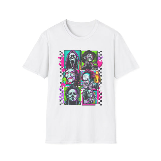 Horror Squad, Vibrant Horror Portraits T-Shirt, Graphic Tee, Unisex Casual Shirt, Halloween Apparel, Horror Movie Fan Gift, Streetwear Style