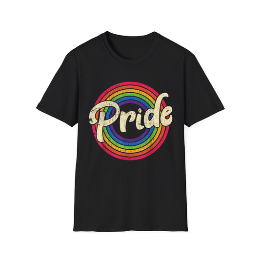 Pride Rainbow distressed Graphic T-Shirt | Unisex Softstyle Tee for LGBTQ+ Pride Events, Summer Festivals, Casual Outfits, Gift Ideas, Statement Wear