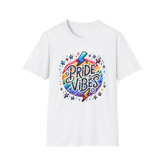 Pride Vibes Unisex Softstyle T-Shirt, LGBTQ Pride Shirt, Gender-Neutral Top, Festival Wear, Summer Tee, Gift for Friends