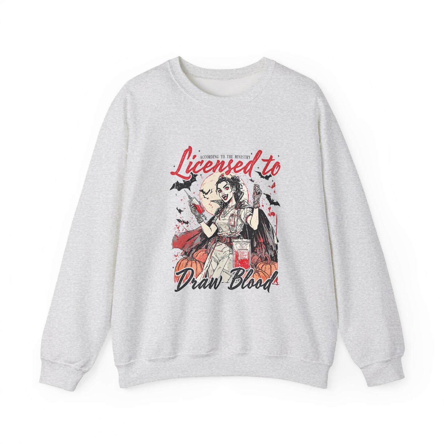 Licensed to Draw Blood Sweatshirt, Halloween Apparel, Unisex Crewneck, Graphic Sweatshirt, Spooky Season Gift, Unique Horror Fashion