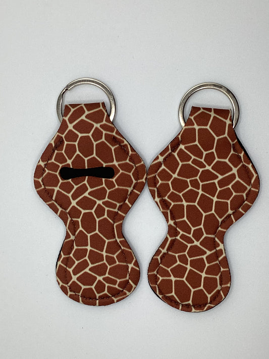 Giraffe Spots Neoprene Chapstick Holder Keychain