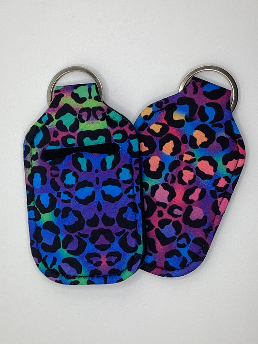 Neon Cheetah Neoprene Hand Sanitizer Holder