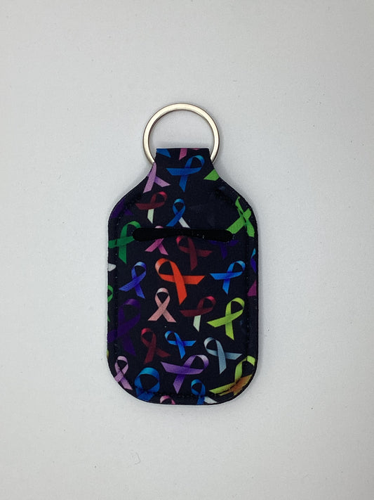 Cancer Ribbon Support Black Background Neoprene Hand Sanitizer Holder